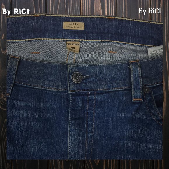 True Religion Ricky Relaxed Straight Men Jeans Size 46x34 Stretch High Rise USA - Picture 5 of 11